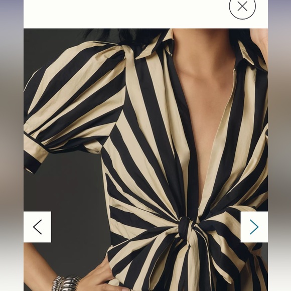 FARM Rio Black and Cream Striped Mini Dress with Front Tie - Picture 8 of 11